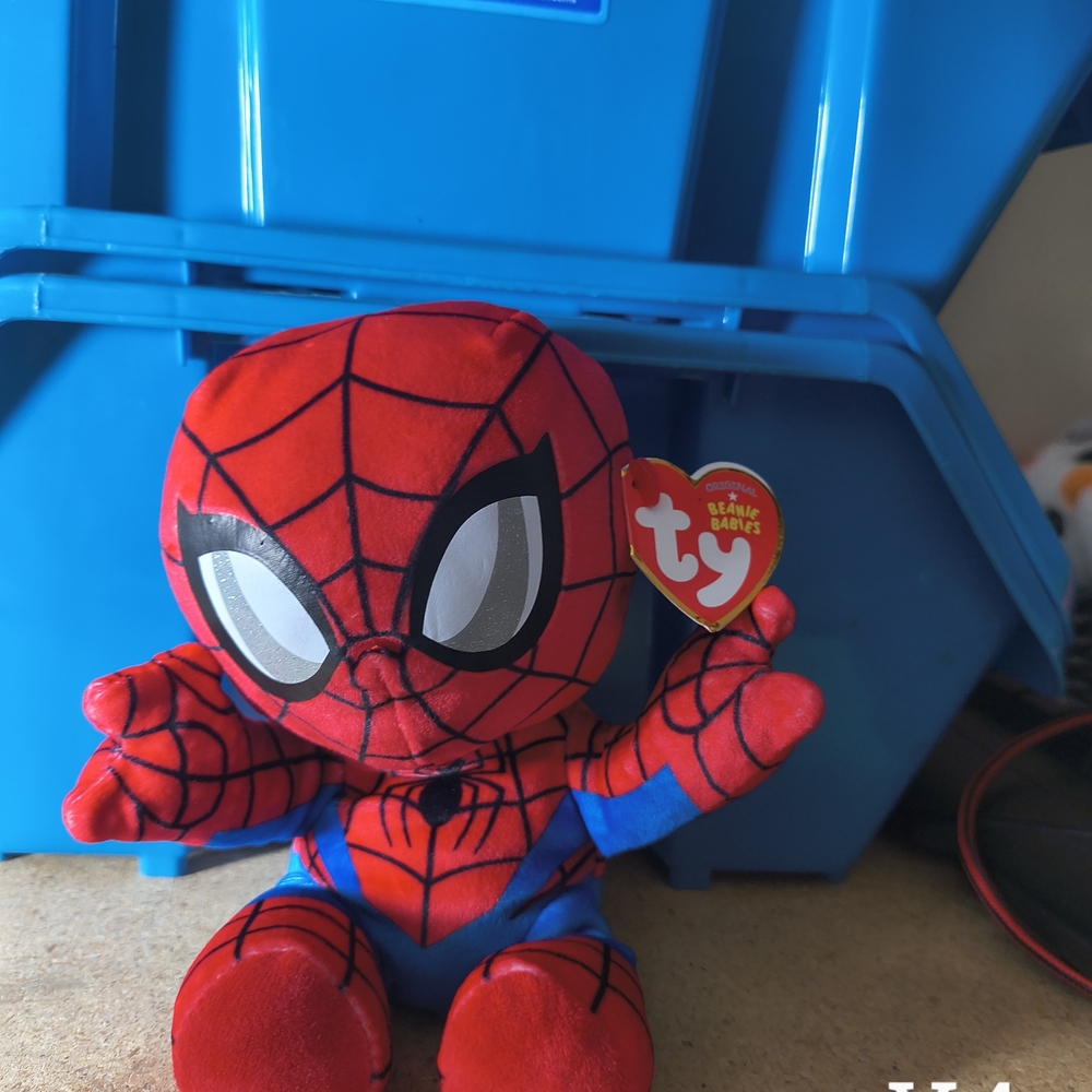 Ty Plush Spider Toy - Red and Blue